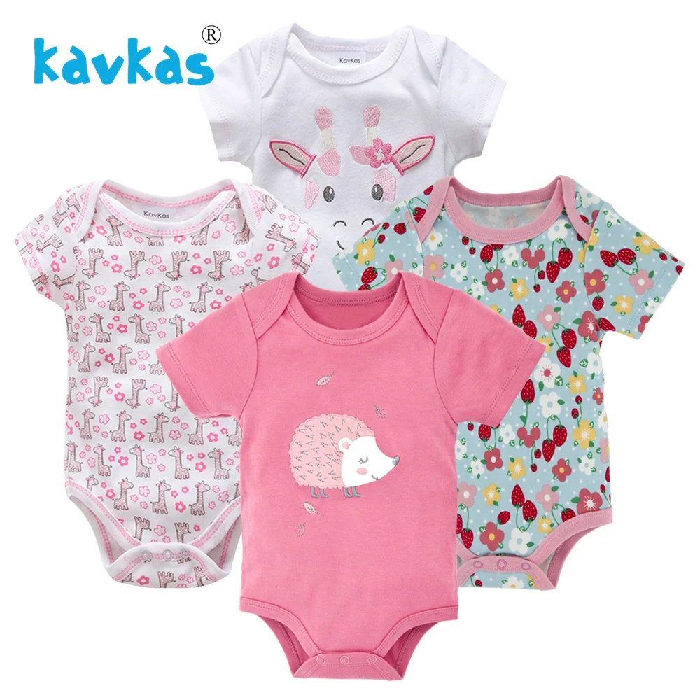 Хлопковое детское боди, 4 шт./лот, зимнее хлопковое нижнее белье с короткими рукавами для новорожденных, пижамы для маленьких мальчиков и девочек - Цвет: HY20822173