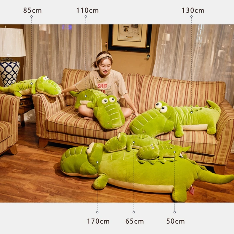 Dorimytrader Jumbo Cute Cartoon Crocodile Plush Toy Giant Stuffed Animal Alligator Doll Pillow for Children Gift 130cm 170cm DY50456  (22)