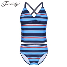 Детские купальники для девочек в полоску с принтом Двойка Плавание костюмы изящное платье принцессы для девочек Плавание костюм детские купальные костюмы tankini купальник