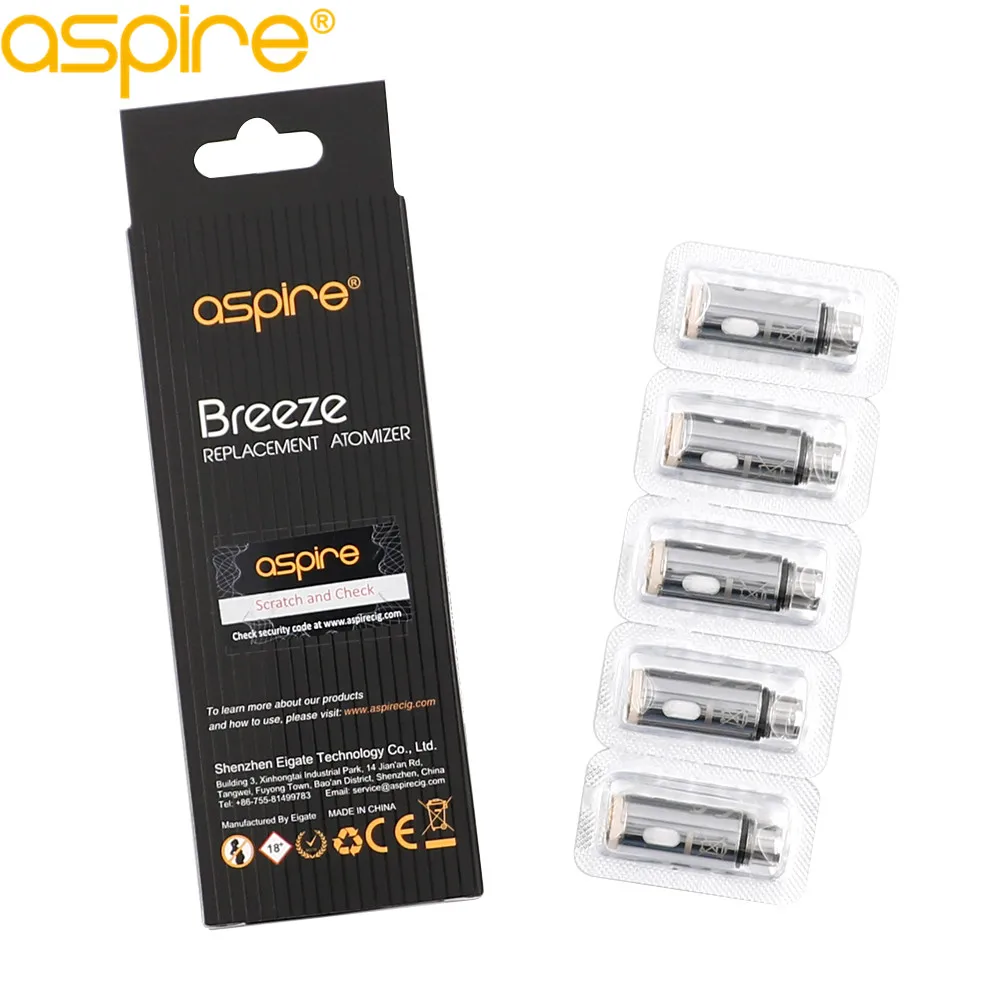 Оригинальный 5pcs-pack Aspire Breeze катушки для aspire breeze комплект Ветерок 2 комплект Замена катушки 0.6ohm электронная сигарета аксессуар