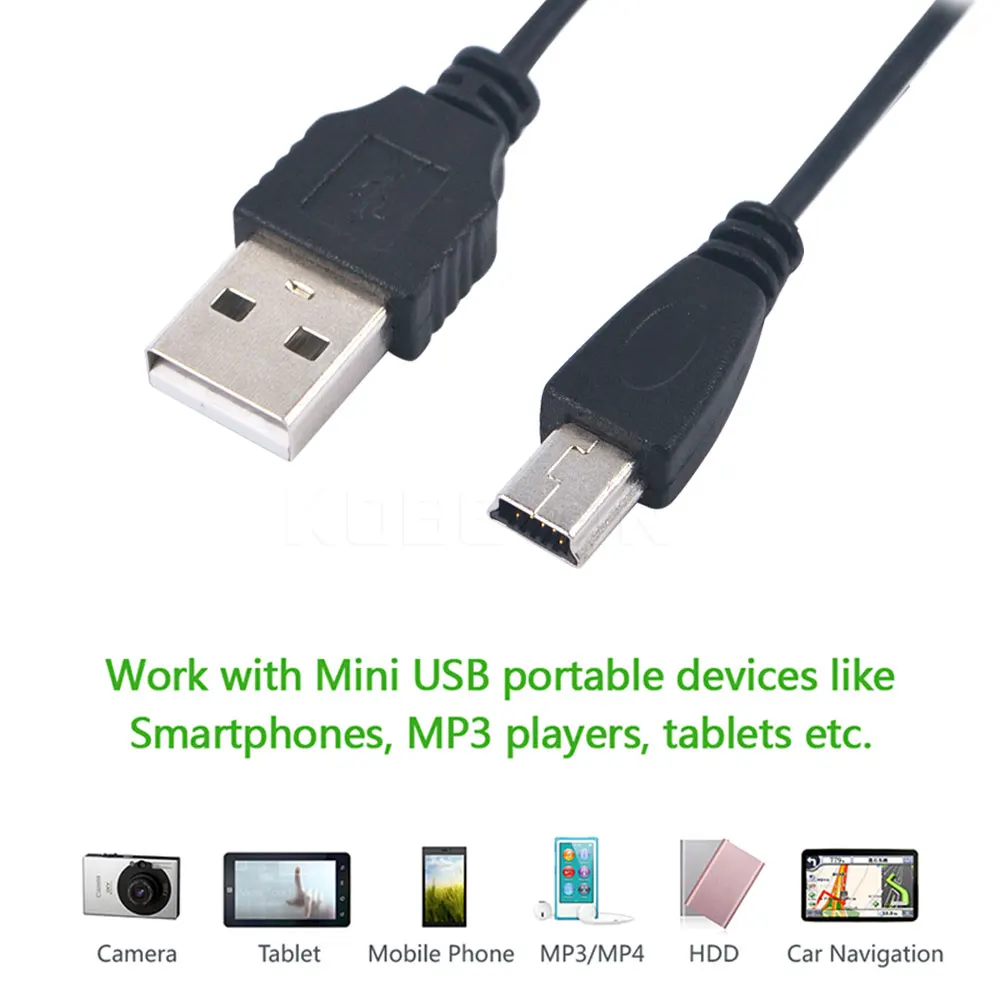 Kebidu 50 см USB 2,0 A штекер для мини 5 Pin B данных зарядное устройство кабель для зарядки Шнур адаптер 5TLR Мини USB адаптер для MP3 MP4 плеера