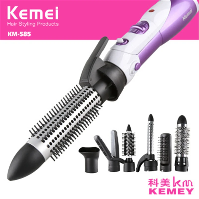 

Kemei 7 In 1 Electric Hair Comb Rotating Hair Dryer Brush Blow Hair Curler Wand Rollers Straightener Salon Hair Styler KM-585