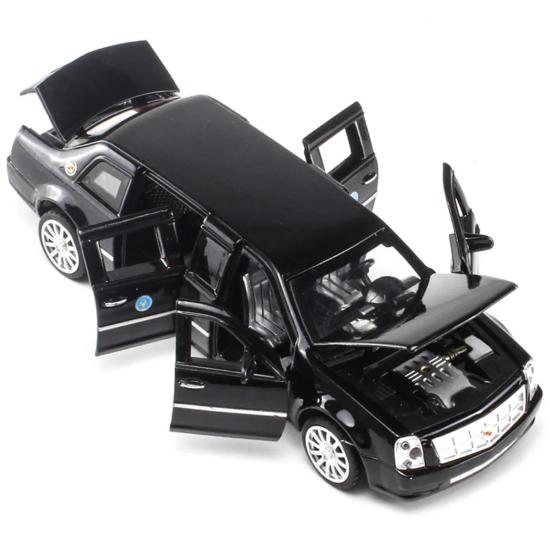 

Best selling 1:32 Cadillac extended alloy car model,simulation die-cast sound and light pull back luxury model,free shipping
