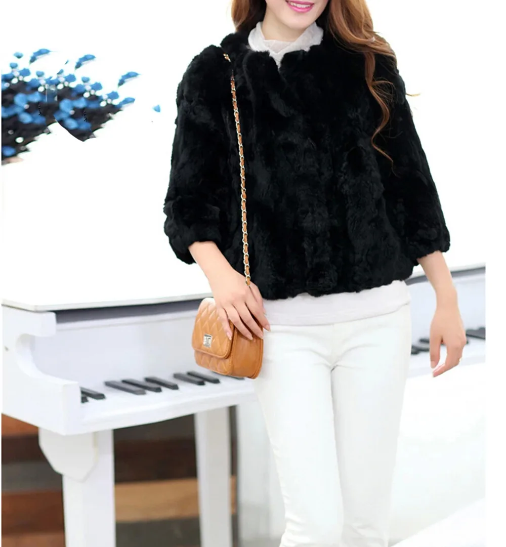 HCYO Autumn Winter Women Short Coat Plus Size Three Quarter Covered Button Slim Fur Coat Casual Jacket Woman Short Coat Warm  (2)