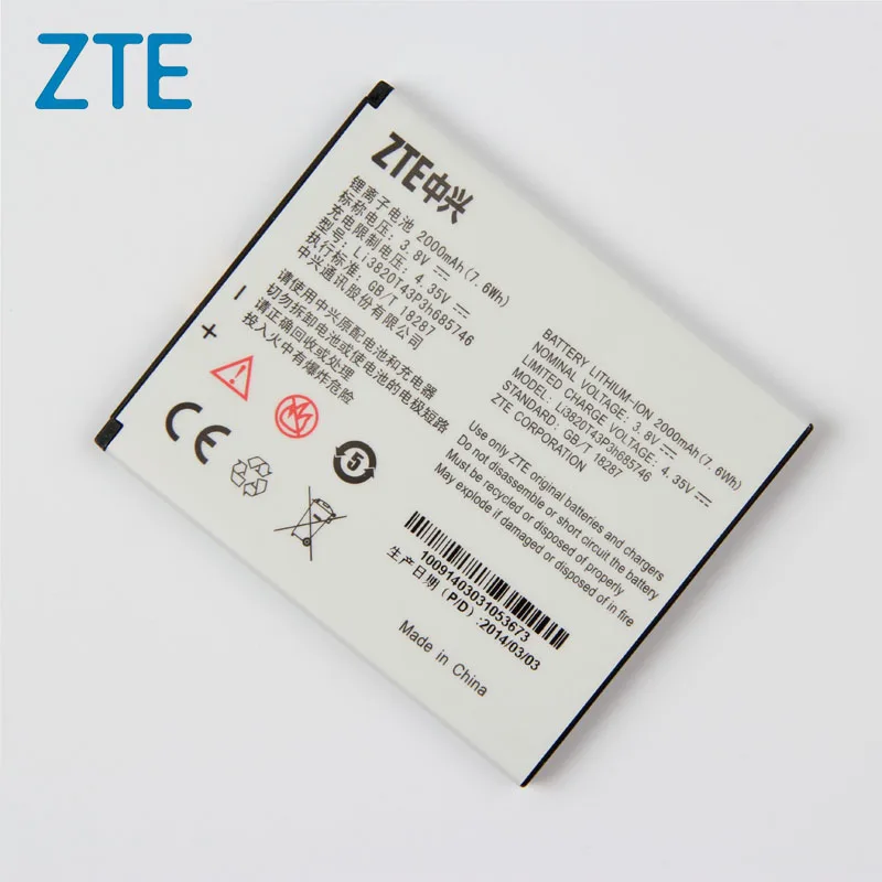 

Original ZTE Li3820T43p3h685746 Phone battery For ZTE 2000mAh