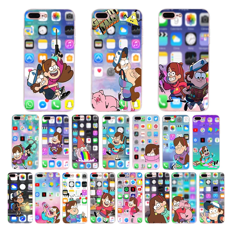 

Fashion cartoon Soft phone case for iphone 7 6s x xr 8 6 plus xs max 5s 5 se 10 Gravity Falls Mabel Dipper silicone cover shell