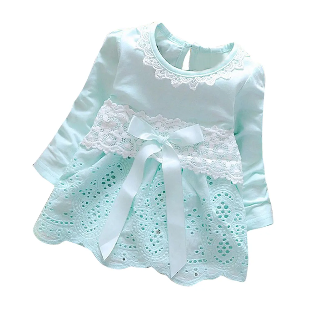 

Baby Girls Long Sleeve Party Lace Flower Bow Princess Dress Kids Clothes Sukienki Dla Dziewczynek Casual Kids Dresses For Girls