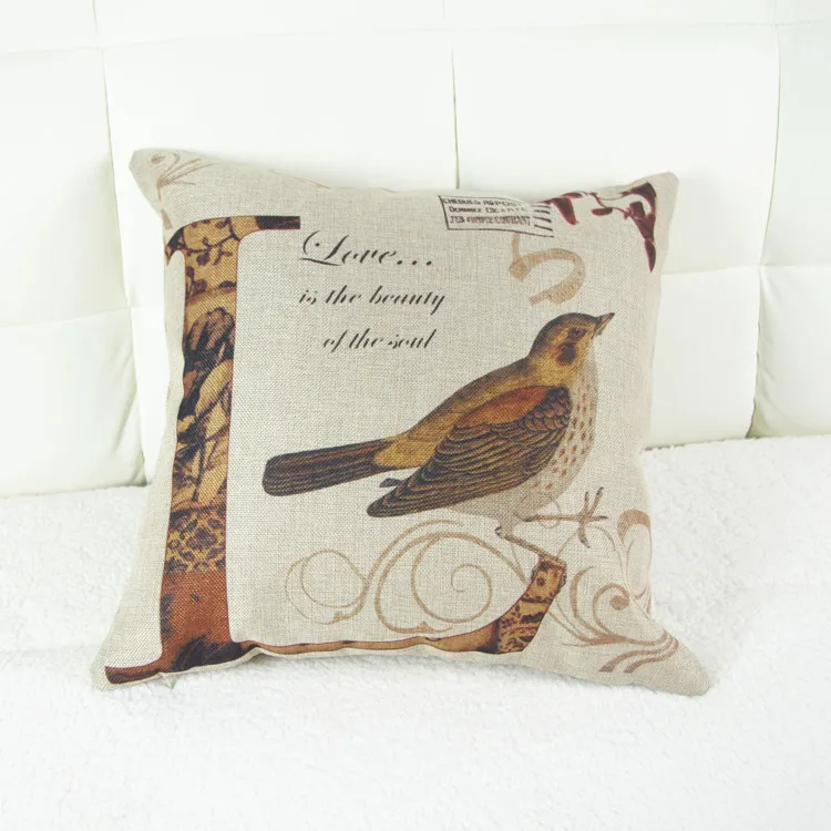 Factory custom synthesis linen Halloween LOVE birds hold pillow cases home sofa cushions without core