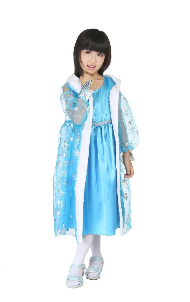 Детское платье Эльзы для девочек платье принцессы с героями мультфильмов необычный праздничный наряд костюмы для косплея на Хэллоуин