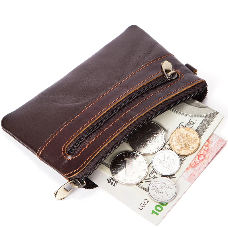 

Fashion Men's Women's Genuine Leather Coin Purse Zipper Wallet Card Holder Vintage Retro Coin Purse