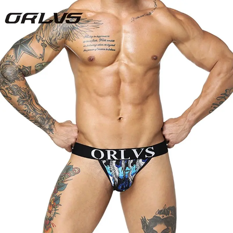 

ORLVS Brand Men Underwear Sexy Cotton Jockstrap Men Briefs Panties Underpants Gay Men Underwear Thong & G String homme