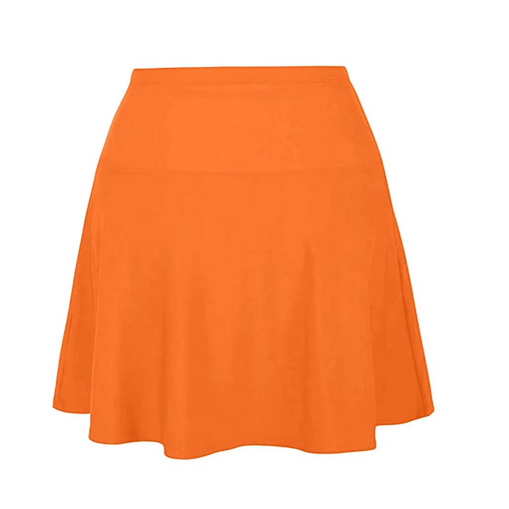 Женская юбка для плавания с высокой талией, бикини, спортивные костюмы для плавания, танкини, юбка с трусиками, бразильские плавки, одежда для плавания - Цвет: Orange