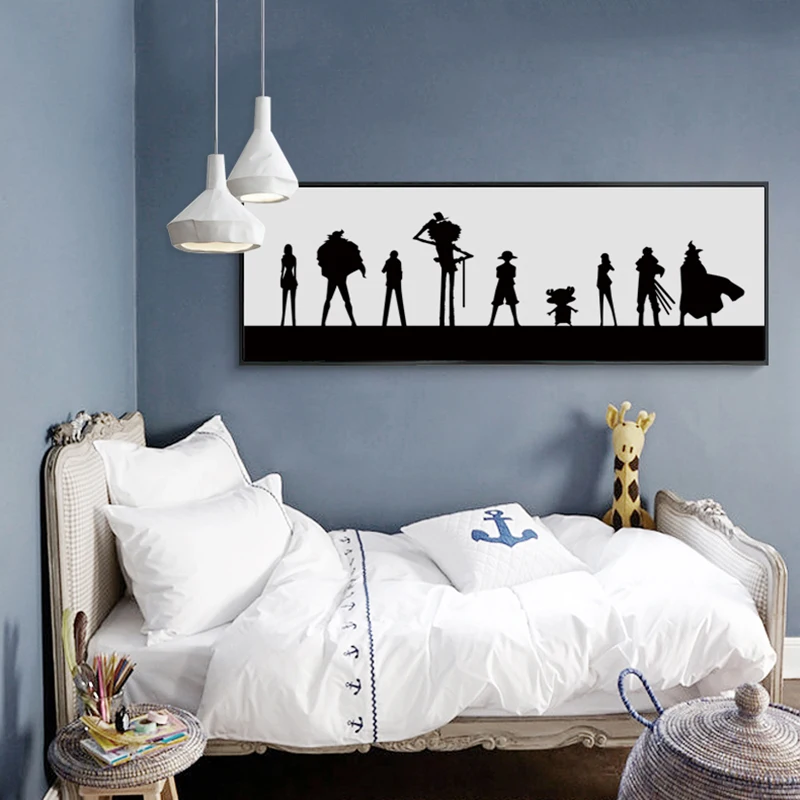 Black And White Anime One Piece Banner Wall Art Pictures Canvas