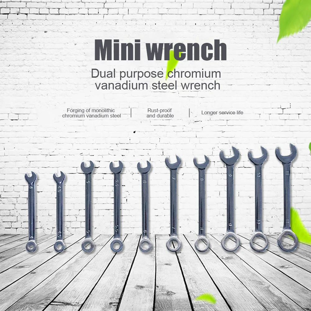 

10Pcs/set Professional Mini Combination Wrench Spanner Set 4-11mm Metric Small DAG-ship