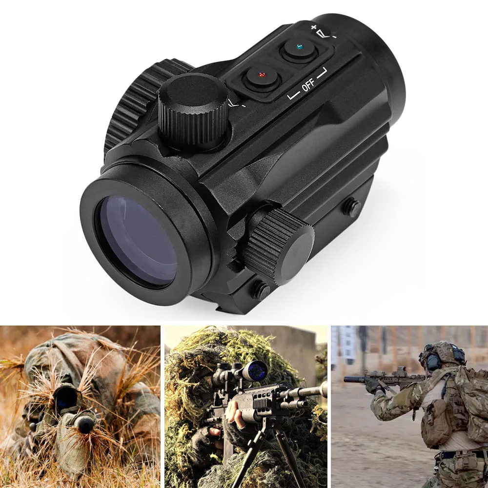 

Outdoor Tactical 1X22 Red Dot Illuminated Sight Hunting Optics Picatinny 20MM Weaver Rail For Bow 10.7m/100m Viewing Riflescopes
