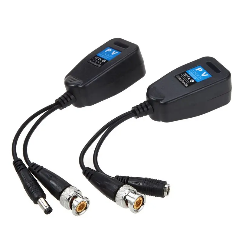  1 Pair HD-CVI/TVI/AHD Passive Video Balun con Connettore di Alimentazione e RJ45 CAT5 Trasmettitore