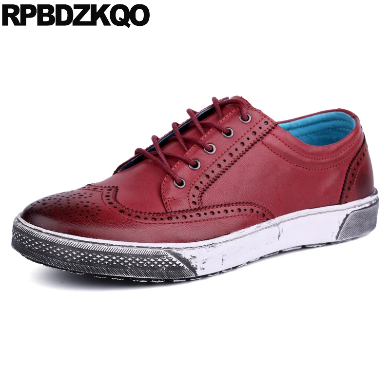 Brogue Brush Soft Spring Designer Wingtip Men Shoes Casual Fashion Comfort Skate British Style Trainers Sneakers 2021 Burgundy |