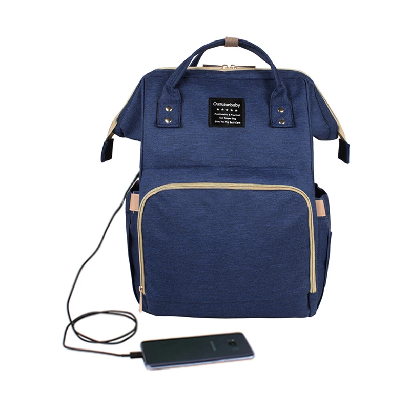USB Blue Большой емкости пеленки мешок детские Bolsas Maternidade дорожные детские сумки для беременных подгузник Bebek Bakim Cantalari рюкзак сумка для мамы - Цвет: USB Blue