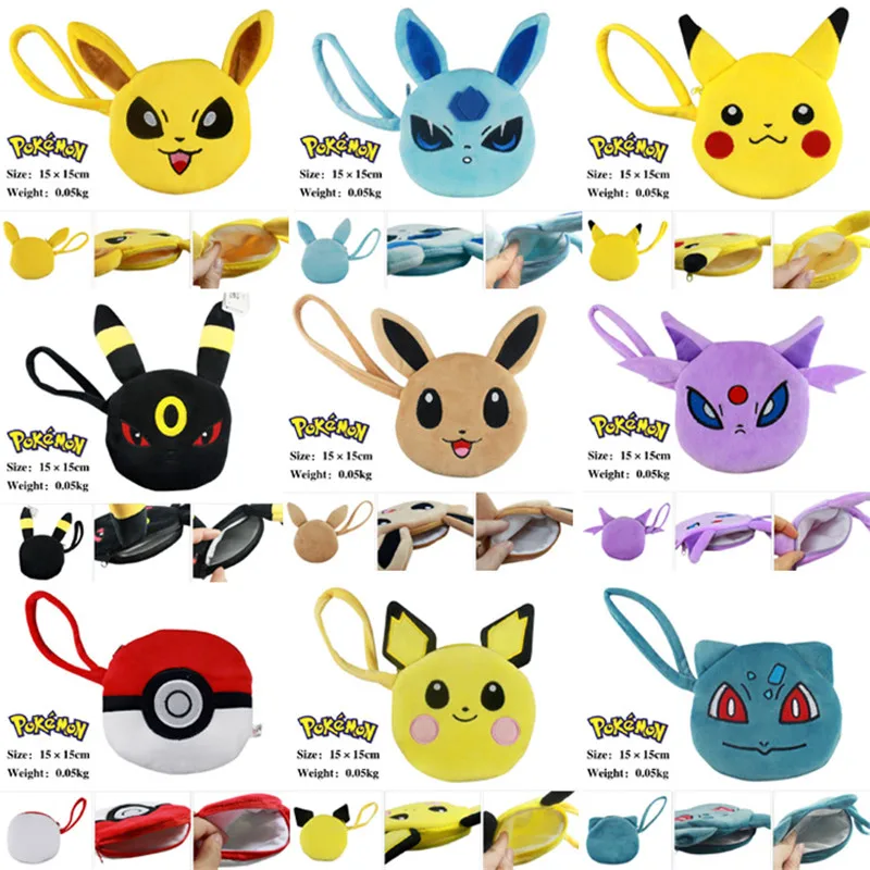 

Pokemon Cartoon Wallet Pocket Monster Pikachu Kawaii Plush Coin Purse Small Key Holder Storage Bag