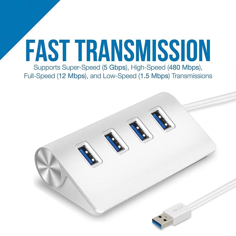 Aluminum USB 3 0 Compact Portable High Speed HUB Support Multipe USB Decice Hub for PC 2