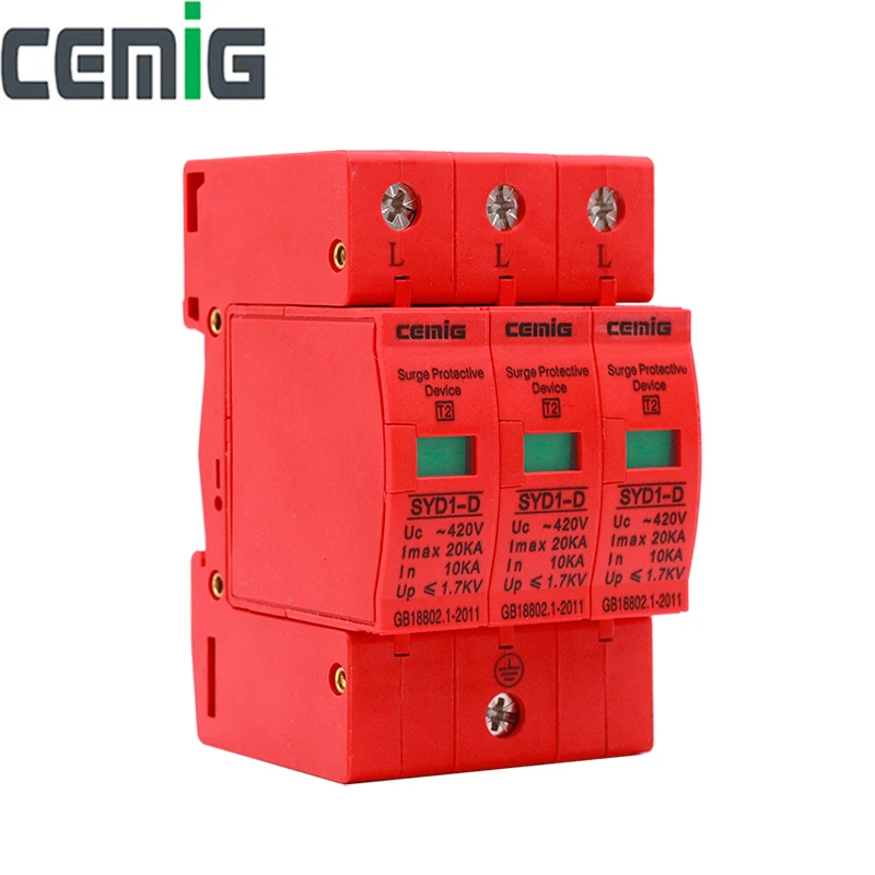 

Cemig SYD1-D Surge Protector Device SPD 3P AC420V 20kA Low-voltage Arrester Device Lightning Protection