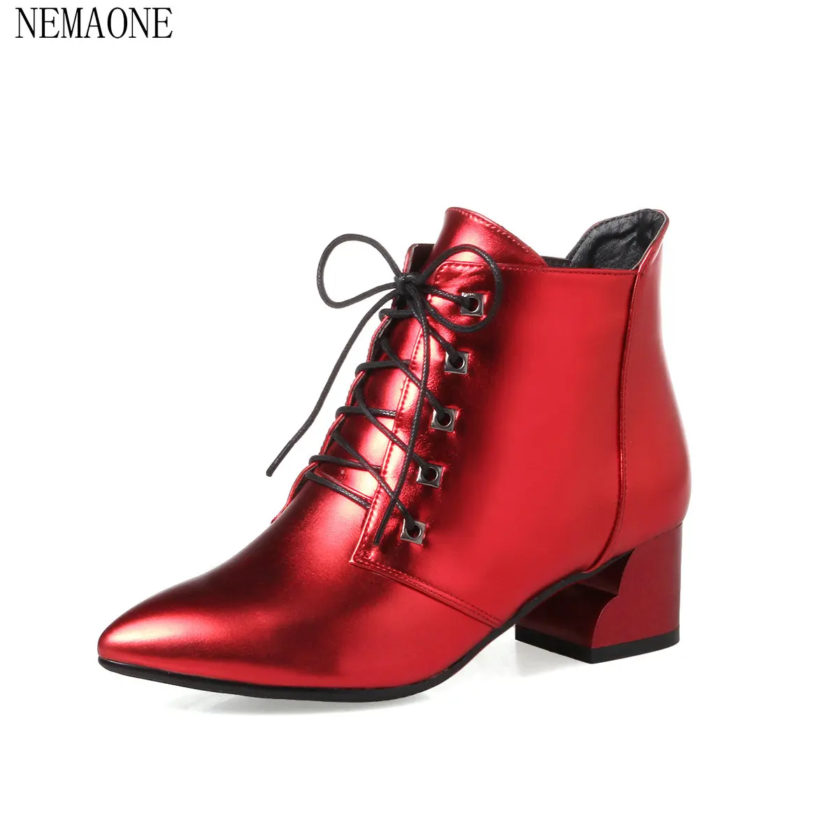 

NEMAONE ankle boots concise elegant light and handy side zip low heels grind arenaceous comfortable skid resistance shoes women