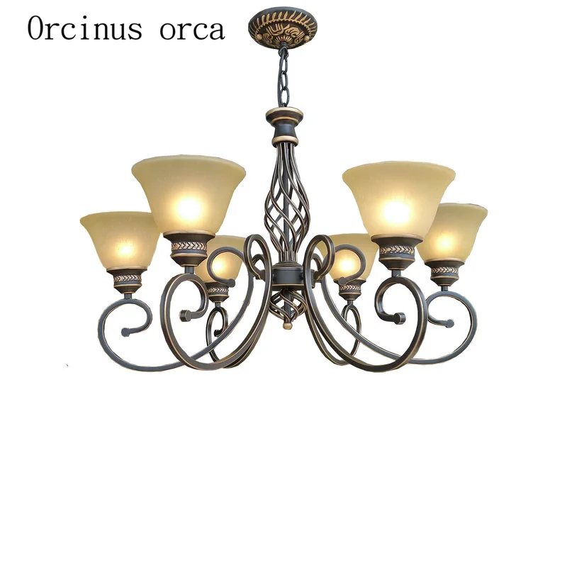 American style antique glass chandelier living room bedroom European luxury classic all copper chandelier free shipping