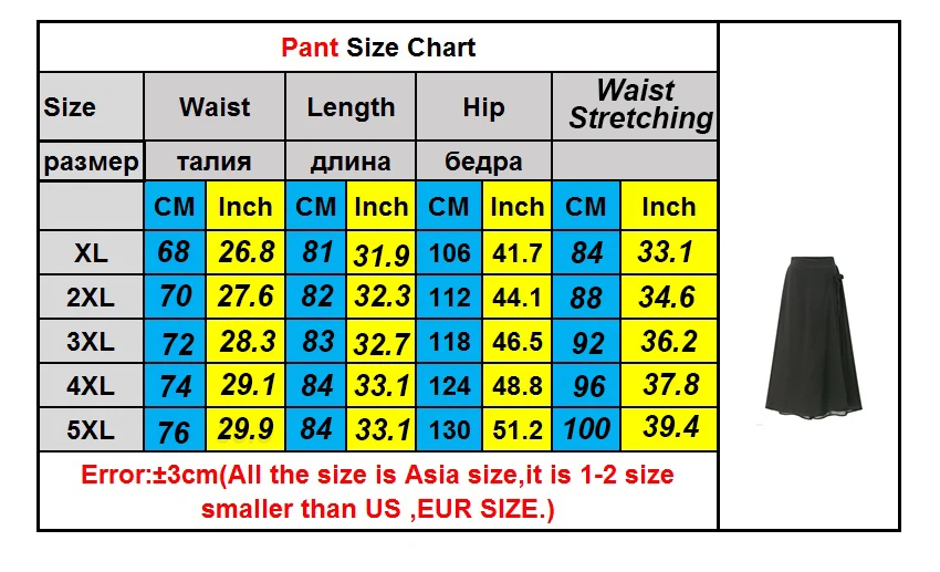 ANASUNMOON Summer European Style Plus Size 5XL Women Trousers Casual Loose Chiffon Calf- Length Pants Black Wide Leg Ladies Pant jogger pants