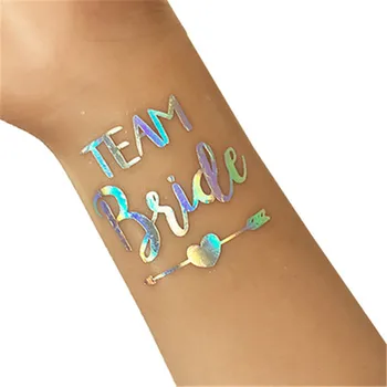 

New Arrivals 10 Pcs/lot Wedding Tattoo Sticker Rainbow Laser Bronzing Bride Wrist Sticker Support Dropshopping SPA125