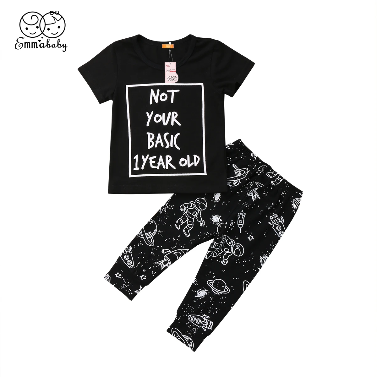 Emmababy 2PCS Toddler Baby Boys Girls 1 Year Old Clothes T Shirts Tops + Long Pants Outfit Set