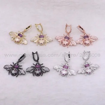 

Fashion bugs earrings High quality tiny bugs earrings Mix color micro pave Cubic zircon inset earrings jewelry earrings 3211