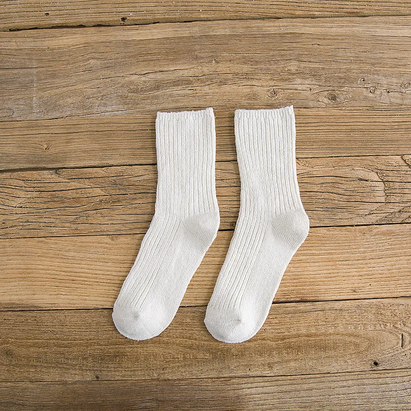 Зимние теплые забавные Женские носочки, различные цвета, женские милые носки, женские дизайнерские носки для школьников, студенток, женские модные носки в японском стиле для девочек - Цвет: white