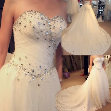 vestidos de noiva 2015 New White Ivory Beading V-N...