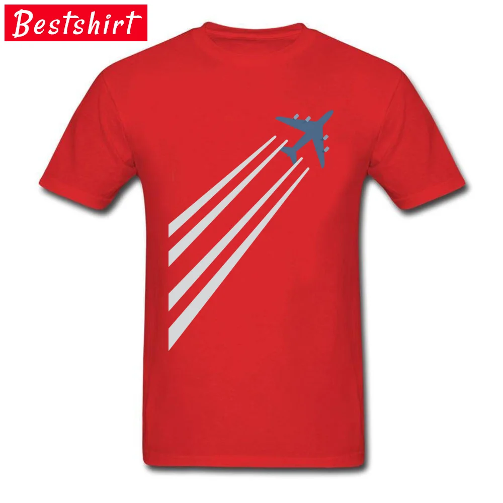 Company Mens Tshirts Round Neck Short Sleeve 100% Cotton Fashionable Tops & Tees comfortable Tops Shirts Top Quality Sky train simplified aircraft pilot art red