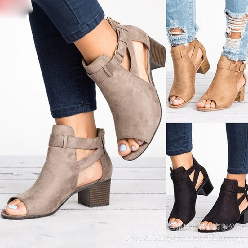 

2019 Summer Ankle Boot Sandals High Heels Buckle Strap Platform Shoes Woman Fashion Pumps Peep Toe Women Shoes Plus Size XWZ5691