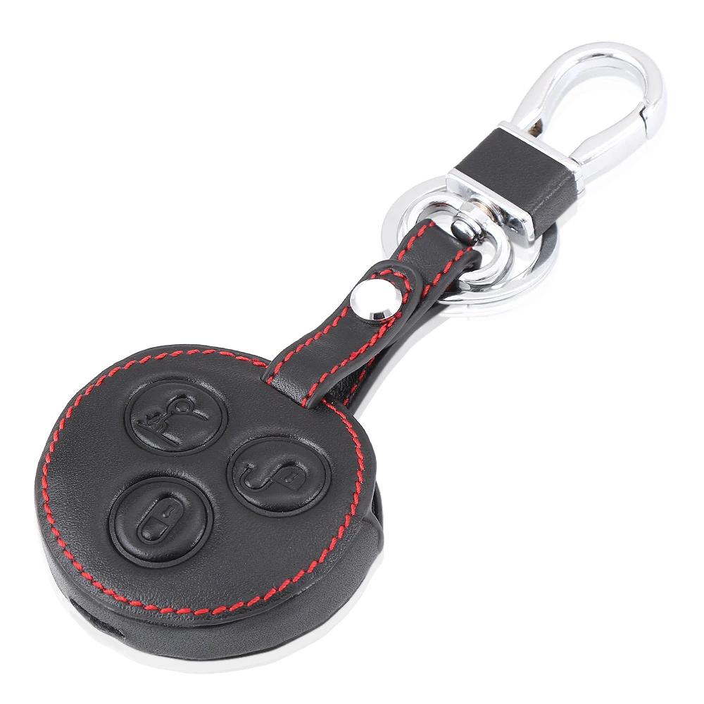 3 Button Leather Remote Key Cover Bag Shell For Mercedes BENZ SMART