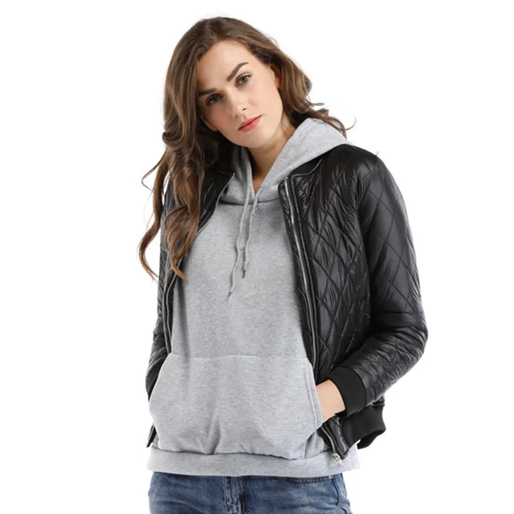 2017 Women Cotton Black Short Jacket Autumn Winter Lightweight Jacket