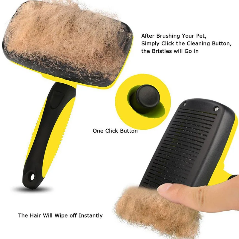 Cat Dog Universal Hairbrush Comb For Cats Automatic Hair Removal Comb For Dogs Pet Hair Remover Grooming Stainless Steel Yellow Cat Dog Universal Hairbrush Comb For Cats Automatic Hair Removal Comb For Dogs Pet Hair Remover Grooming Stainless Steel Yellow