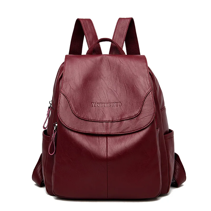 

2019 Soft Leather Backpack Women High Quality Sac A Dos Femme En Cuir Ladies Bagpack Luxury Designer Large Capacity Mochilas