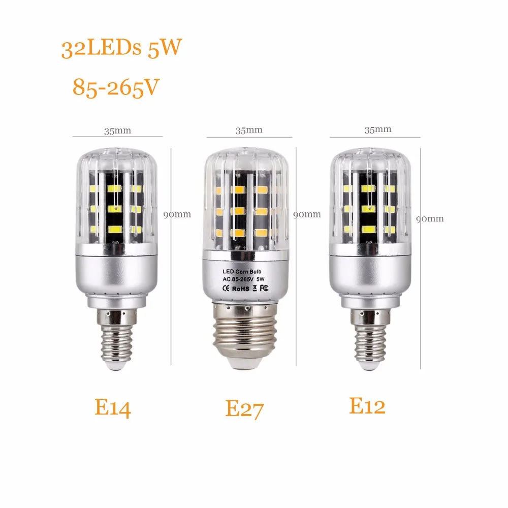 Честная мощность люмен E27 E12 E14 Светодиодный светильник SMD5736 110 В 220 в 25 Вт 20 Вт 15 Вт 10 Вт 5 Вт Алюминиевый Светодиодный точечный светильник