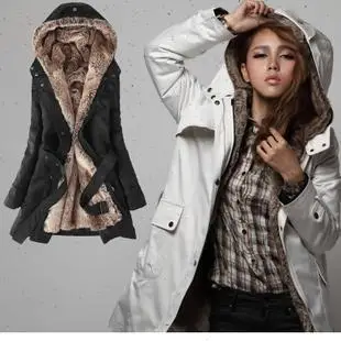 FUR COAT Winter Jacket Women Clothing Thick Fur Liner Thicker Parkas Cotton Warm Coat Outerwear Hooded Belted Plus 3XL
