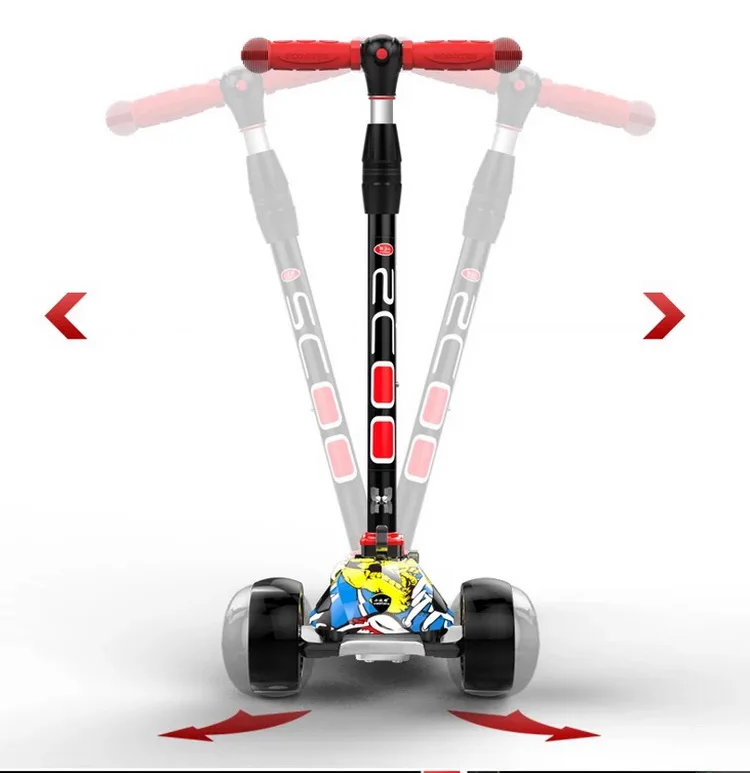 Высококачественная Складная цветная Регулируемая по высоте широкая шина для детей 3-16 лет, детский скутер с 3 колесами, подарок на Рождество