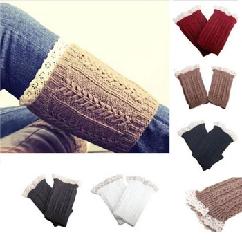 

Women Girls Winter Leg Warmers Down Boot Cuffs Lace Trim Gaiters Boot Socks Crochet Leg Warmers Short Knit Leg Warmers KH852511