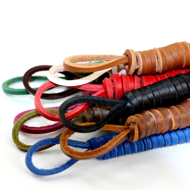 JUP 1 Pair 10 colors Genuine Cowhide Square Shoelaces Boat Doug Shoes Shoelaces Retro Leather Boots Shoestring Length 60CM-200CM