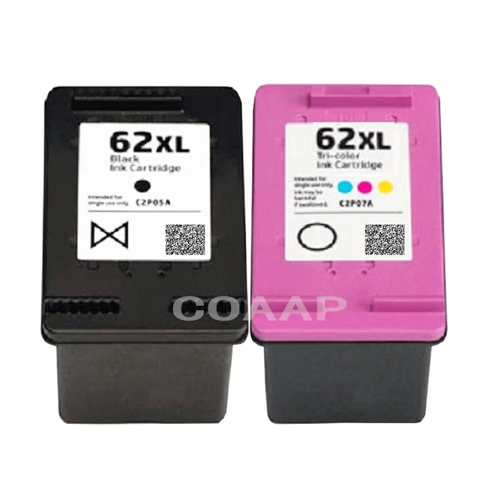 2pk совместимый HP 62XL заправленный чернильный картридж для Envy 5640 5660 7640 5540 5544 5545 5546