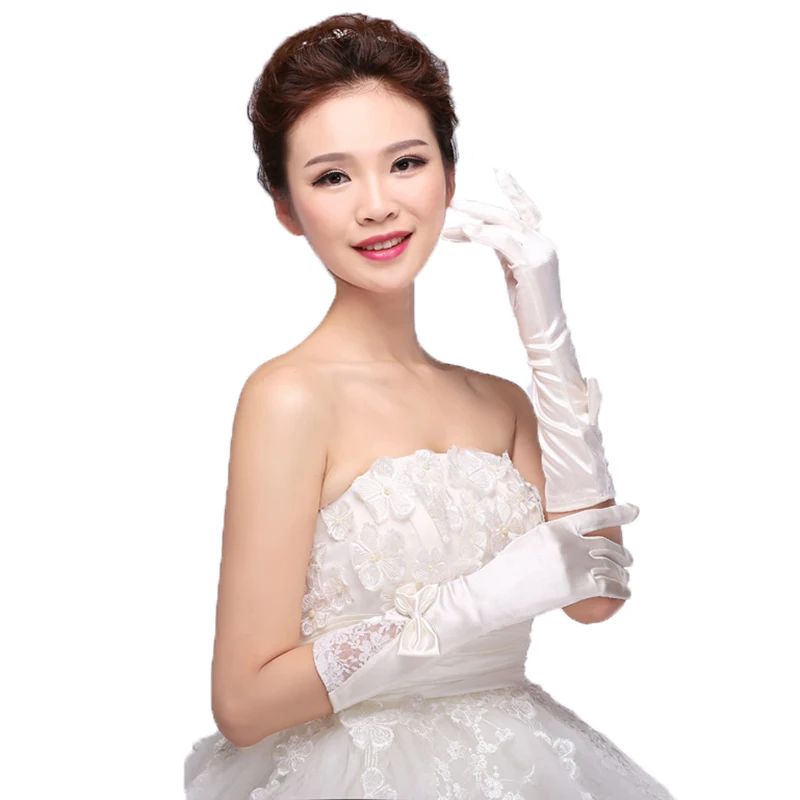 Morewin эластичные элегантные длинные перчатки с бантом для женщин, опера, приличные вечерние белые перчатки, Женские официальные новые модные женские варежки для выпускного вечера