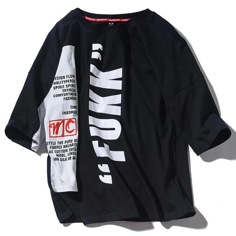 Хлопок унисекс уличный сверхразмерный футболка Летняя с буквенным принтом Harajuku BF размера плюс 2XL черный белый Женская рубашка