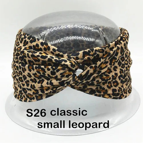 Boho хлопок твист повязки на голову для женщин Эластичный Тюрбан повязка на голову спортивная повязка на голову аксессуары для волос для девушек аксессуары для улицы - Цвет: S26 small leopard