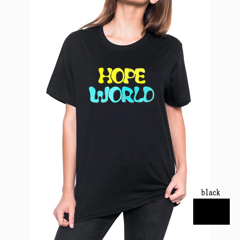 Hope рубашка цвета радуги, J-Hope футболка, Jung Hoseok рубашка, Hope World футболка, Bias рубашка, Cypher футболка, Ddaeng рубашка - Цвет: Черный