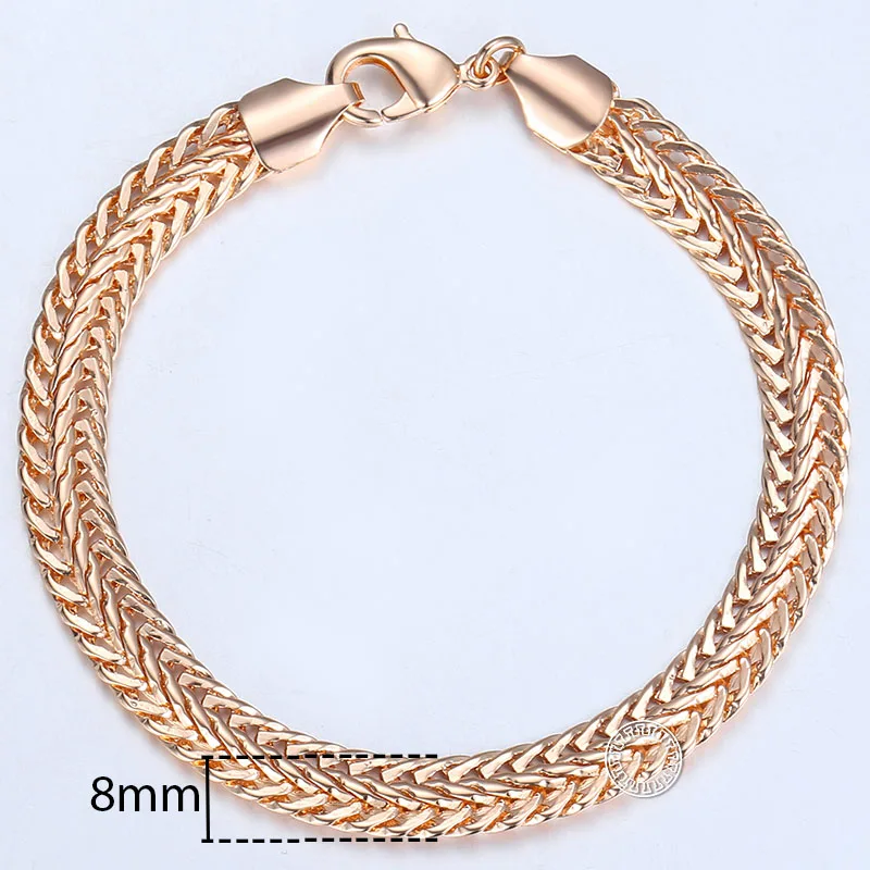 8mm 20cm masculino feminino pulseira 585 cor de ouro rosa foxtail link corrente pulseira masculino jóias presentes de natal para homens feminino cb07